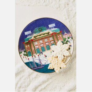 NEW Anthropologie Holiday in the City Stoneware Dessert Plate Boston